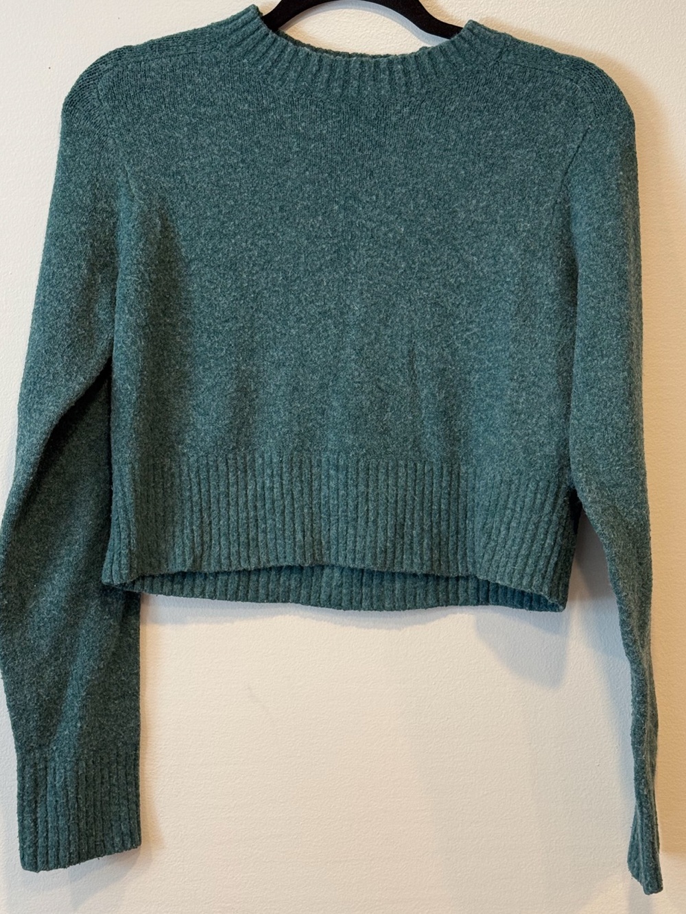 Universal Thread Women's Teal Green Cropped Ribbed Knit Sweater Size S